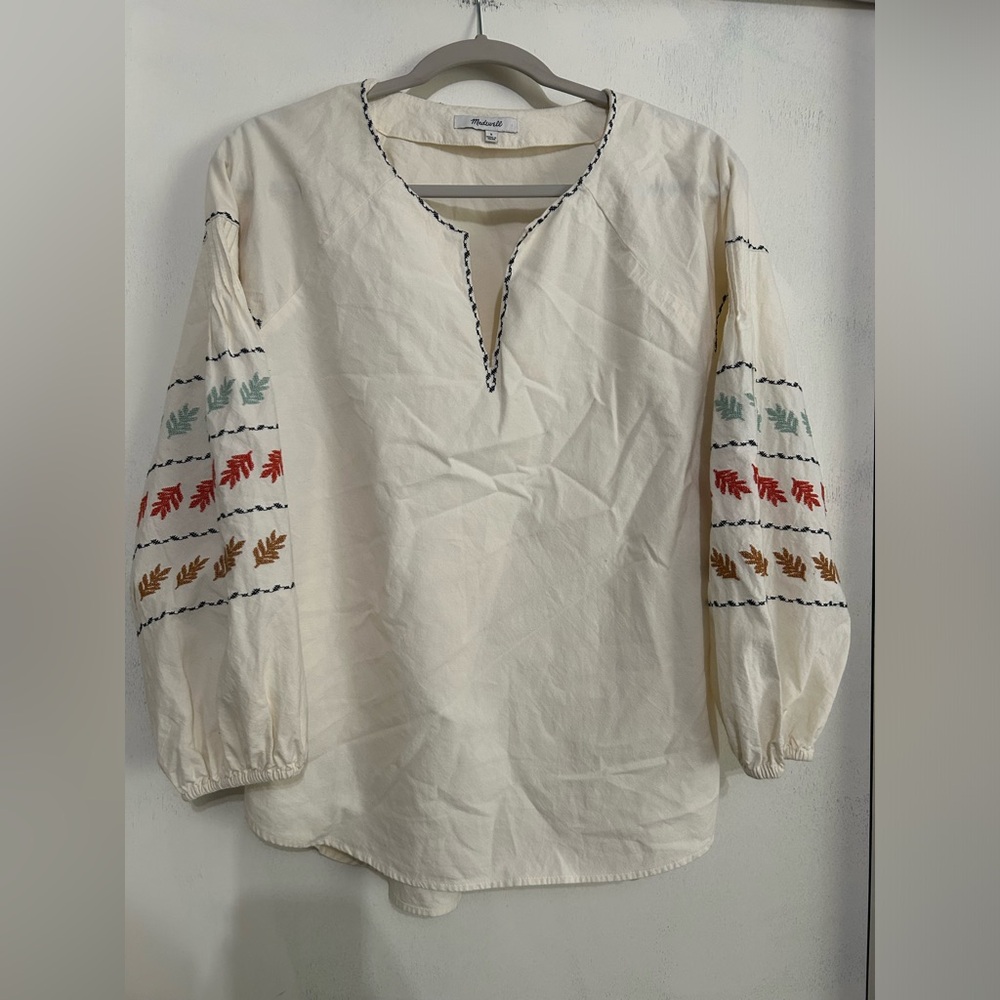 MADELL Embroidered-Sleeve Popover Top.small